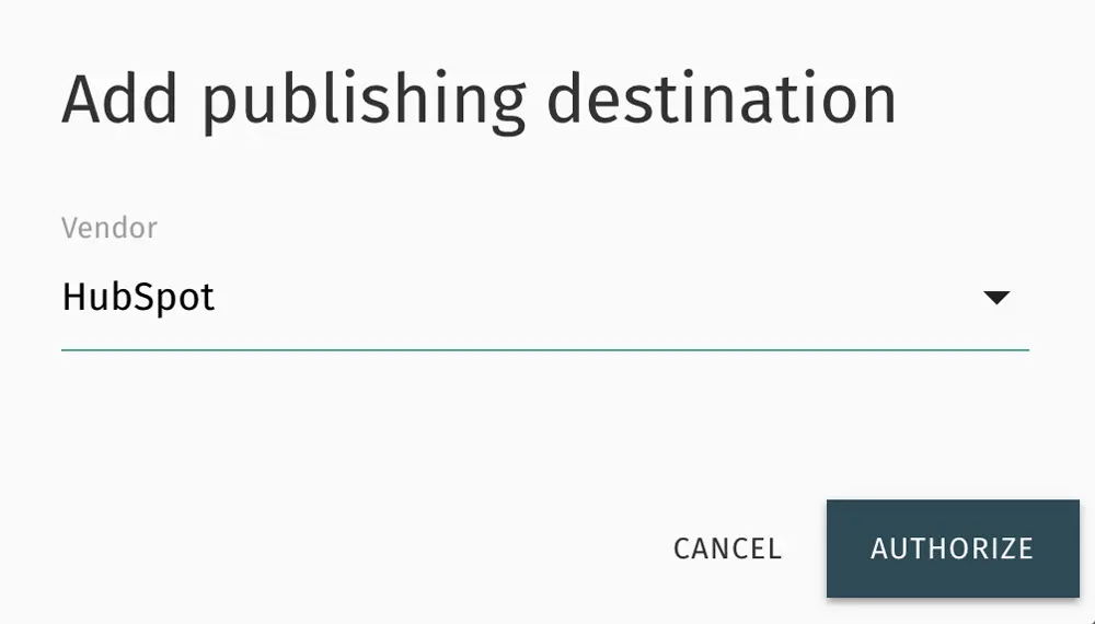 Add HubSpot publish destination