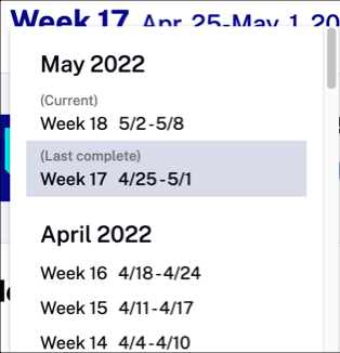 Select week time span