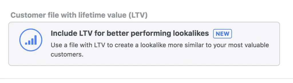 Facebook Ads, customer file with lifetime value (LTV)